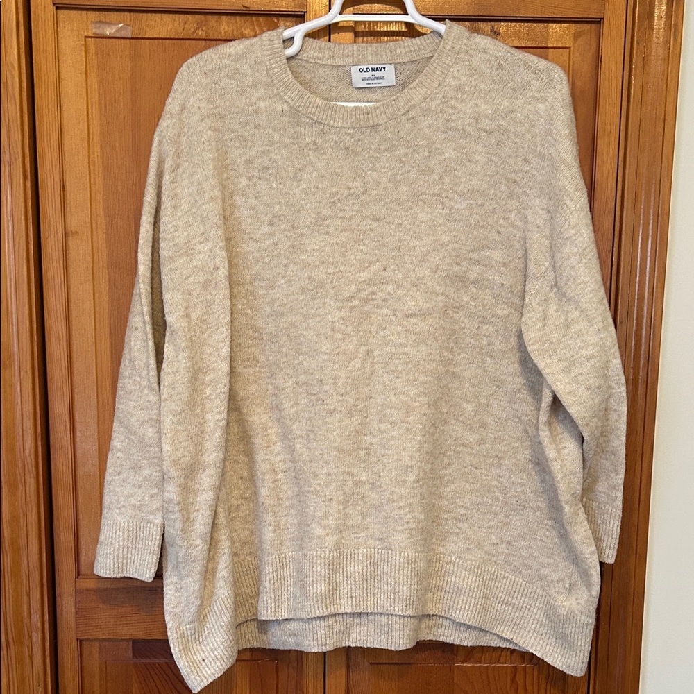 Old Navy Light Tan Crew Neck Sweater Plus 4X New Soft Knit Neutral Pullover